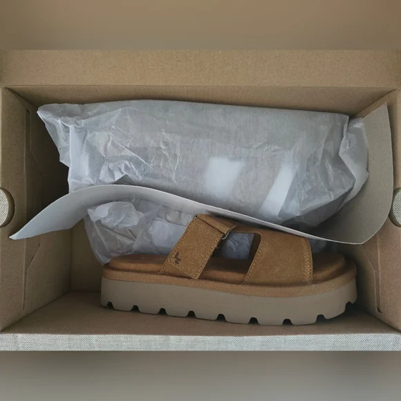 NEW Koolaburra By UGG TIZZ Tan Suede Platform Sandals Size 8 - Picture 12 of 15